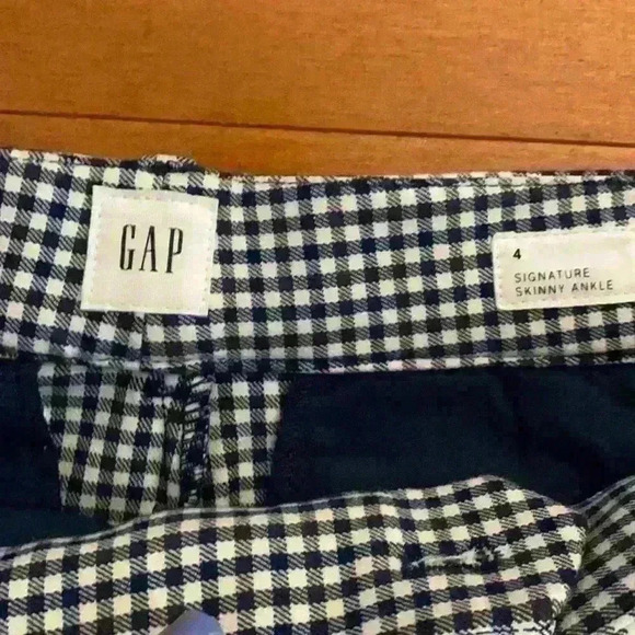 Blue and White Check Signature Skinny Ankle Gap Pant - Picture 3 of 5